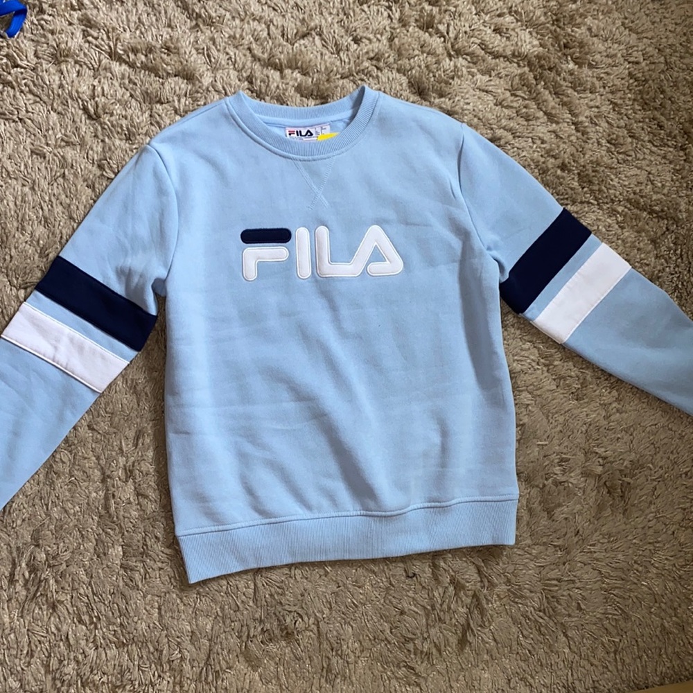 SOLD Baby blue Fila crew neck sweatshirt - Picture 1 of 5